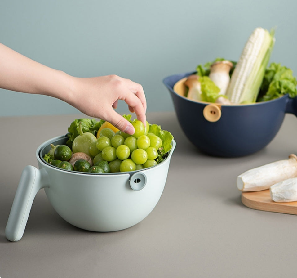 Colador giratorio doble capa escurridor