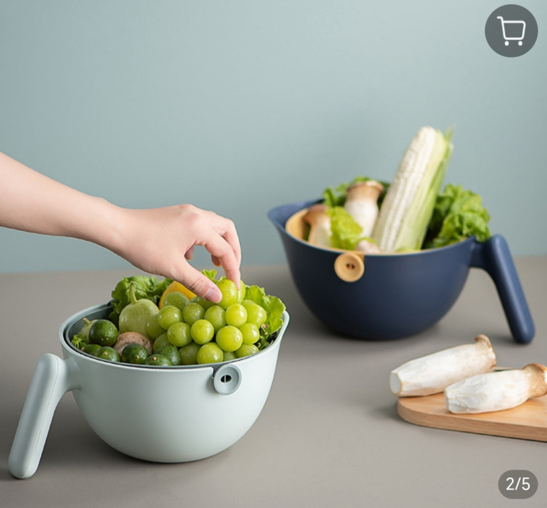 Colador giratorio doble capa escurridor