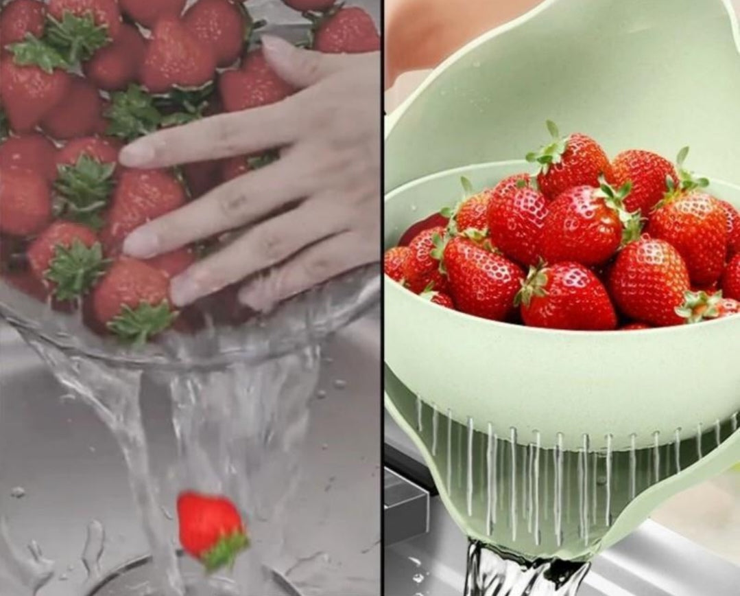 Colador giratorio doble capa escurridor