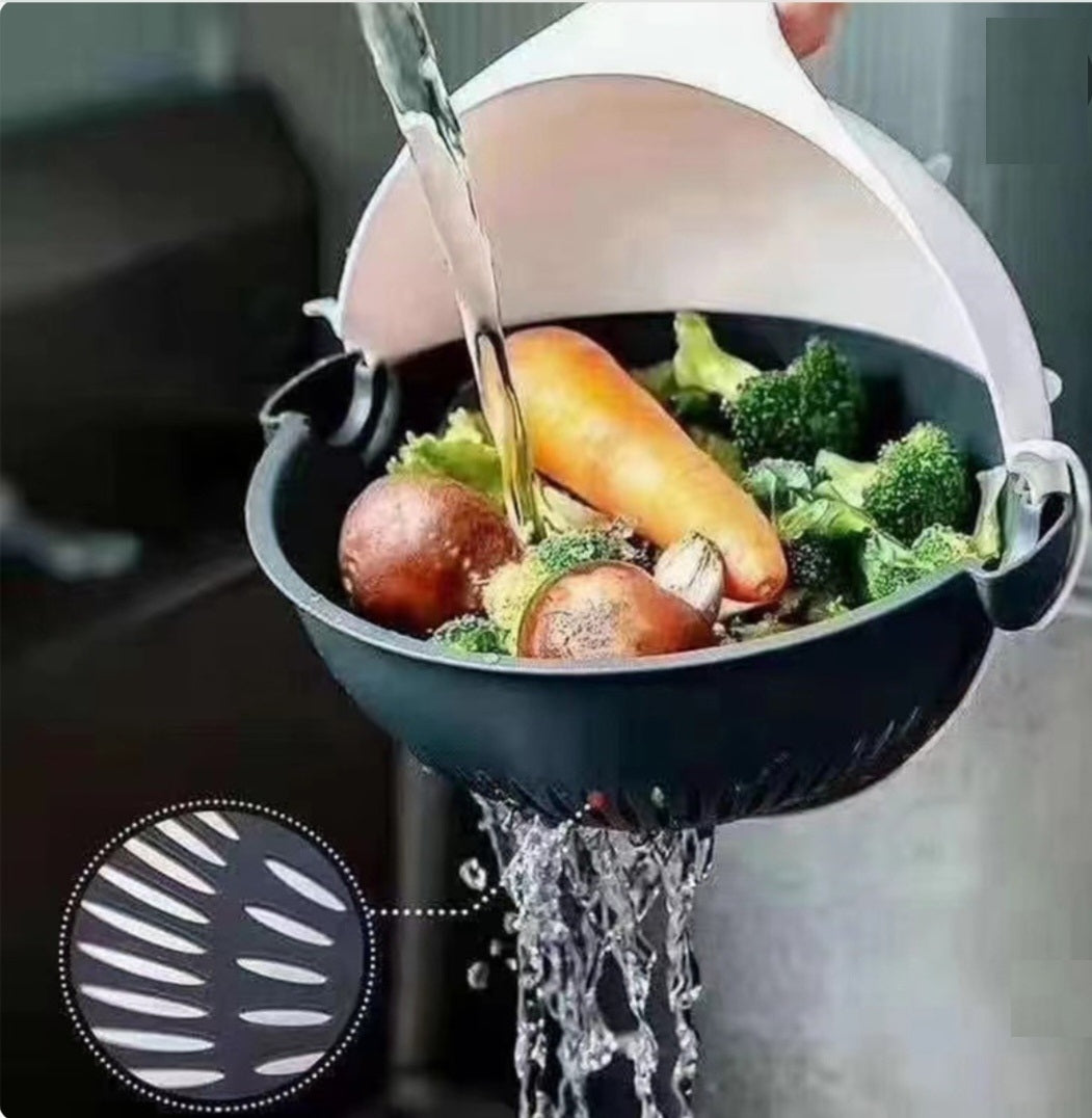 Colador giratorio doble capa escurridor