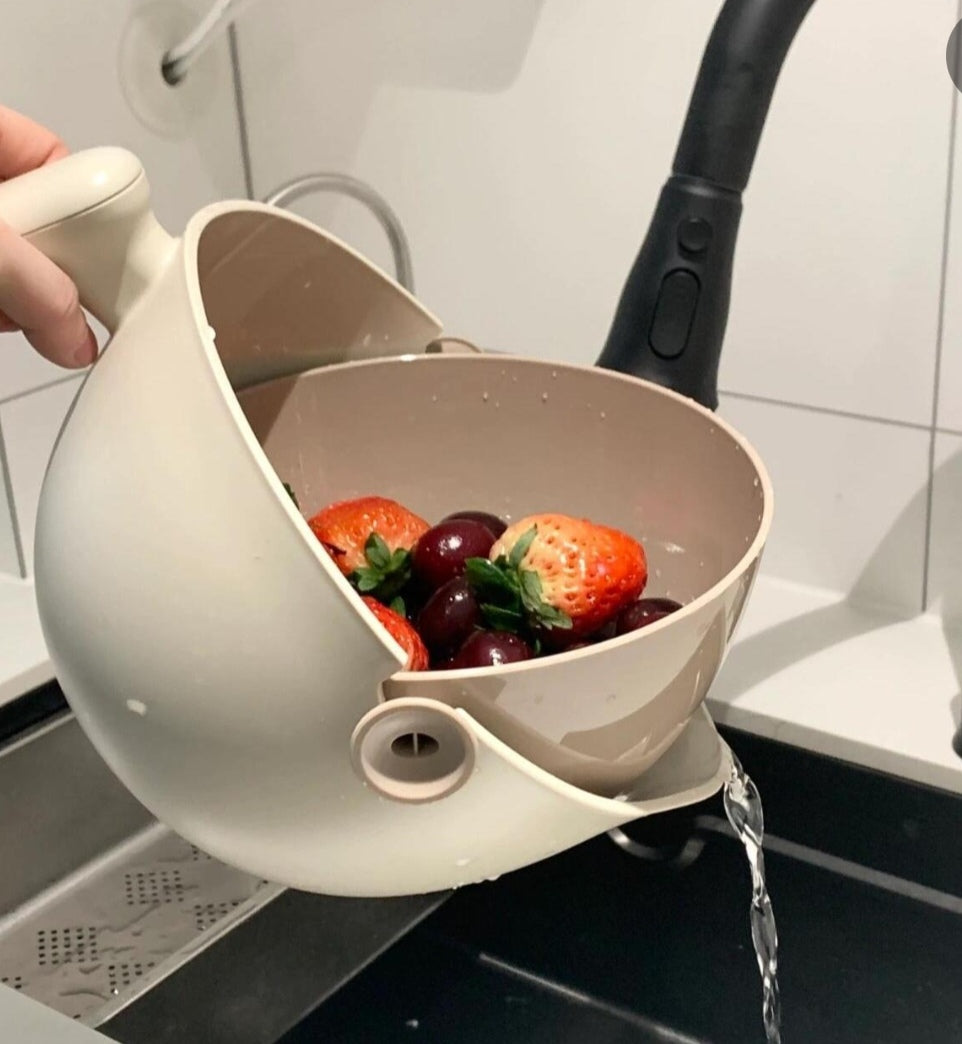 Colador giratorio doble capa escurridor