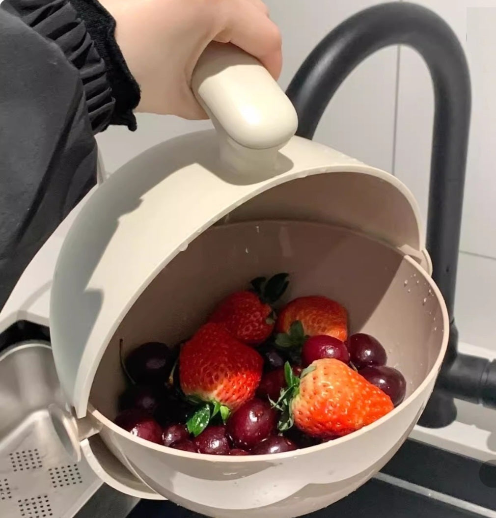 Colador giratorio doble capa escurridor